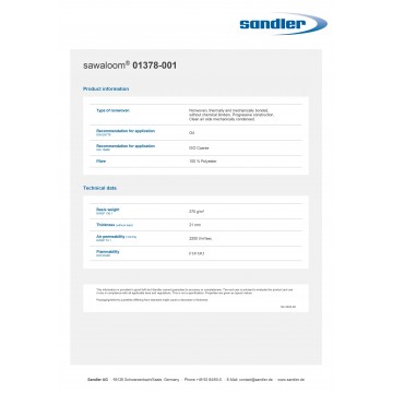 sandler ag data sheet G4 material 20 mm